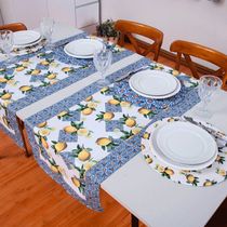 Caminho de Mesa Tropical Estampado 2 Peças 1,25m x 43cm Microfibra - Limão