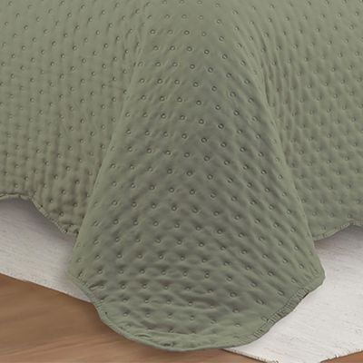 Cobre Leito Colcha By-Collor Solteiro 2 Peças Verde-Cinza - 100% Poliéster