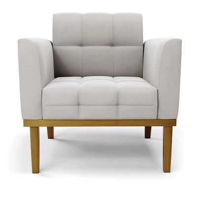 Kit 2 Poltronas Decorativas Karen Pés Fixo em Madeira Castanho Veludo Cinza G19 - Gran Belo