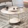 Kit 02 Mesas de Centro Para Sala Redonda Tampo Vidro Pés Aço Allure B01 Off White - Lyam Decor