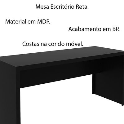 Mesa para Escritório Home Office ME4109 MDP Preto - Gran Belo