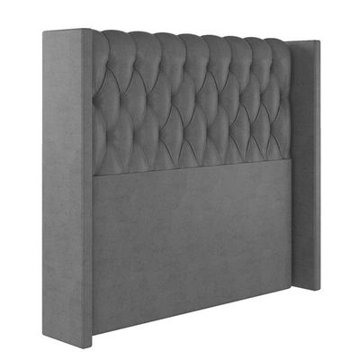 Cabeceira Estofada King 195 Cm Pérola Veludo Cinza
