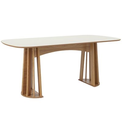 Mesa De Jantar 6 Lugares Pés Ripado Orgânico 180cm Dalí D03 Off White Freijó - Lyam Decor