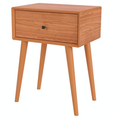Mesa de Cabeceira 1 Gaveta Pés Palito Kayla D03 Freijó - Lyam Decor