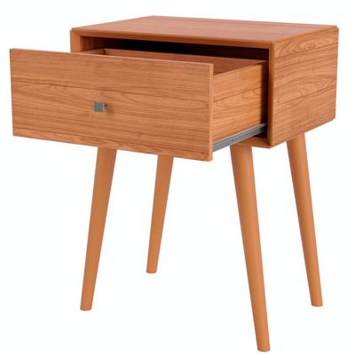 Mesa de Cabeceira 1 Gaveta Pés Palito Kayla D03 Freijó - Lyam Decor