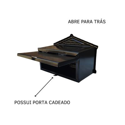 Caixa de Correio Cartas Para Muro Detrás Preta 15x23x11cm