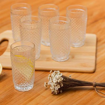 Jogo de Copos Wheaton Barroco em Vidro Quadriculado com 6 Peças 255ml