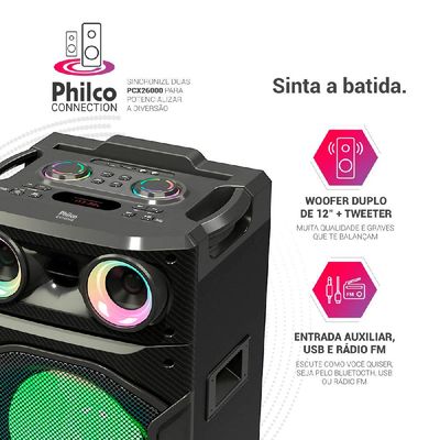 Caixa de Som Amplificada 2600W Philco PCX26000 Flash Light