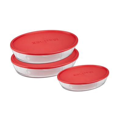 Conjunto de Assadeiras Nadir Marinex com Tampa Vermelha com 6 Peças