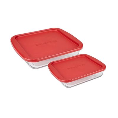 Conjunto de Assadeiras Nadir Marinex com Tampa Vermelha com 6 Peças