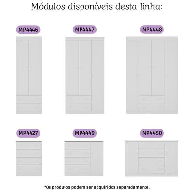 Guarda-roupa Infantil 92cm 3 Portas E 2 Gavetas Encanto Multimóveis Mp4447 Branco Branco