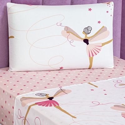 Kit Colcha + Jogo de Cama Bouti Kids Solteiro Infantil 5 Peças 100% Poliéster - Bailarina