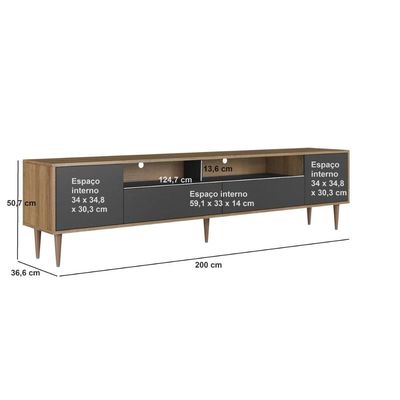 Rack Para Tv Até 75 Polegadas Com Iluminação Led Rotterdam Grafite