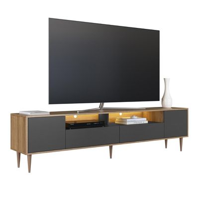 Rack Para Tv Até 75 Polegadas Com Iluminação Led Rotterdam Grafite