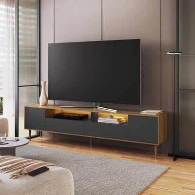 Rack Para Tv Até 75 Polegadas Com Iluminação Led Rotterdam Grafite