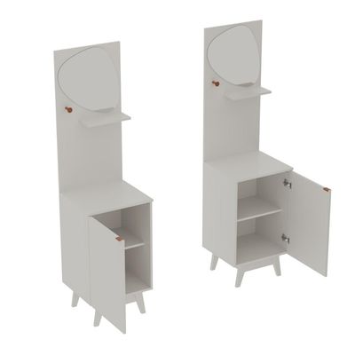 Aparador Multiuso com 1 Porta, Gancho, Prateleira e Espelho Orgânico AP2312 Tecnomobili