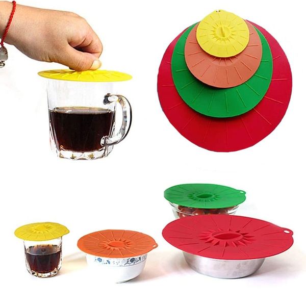 Kit Tampas Silicone De Sucção 4 Peças A Vacuo