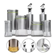 Kit Porta Condimentos e Galheteiros em Aço Inox