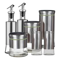 Kit Porta Condimentos e Galheteiros em Aço Inox