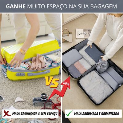 Kit Organizador de Viagem 6 Peças com Zíper