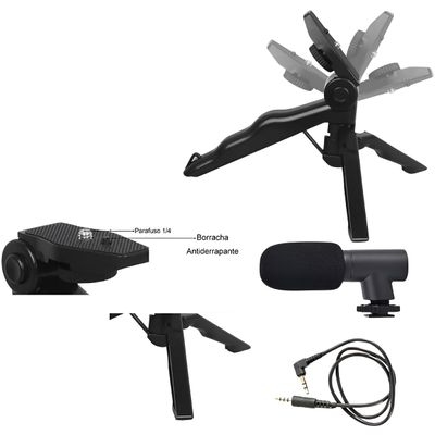 Kit Iluminação Fotografia Luz LED Suporte Microfone