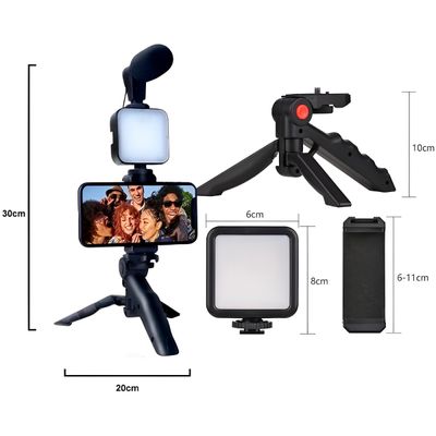 Kit Iluminação Fotografia Luz LED Suporte Microfone