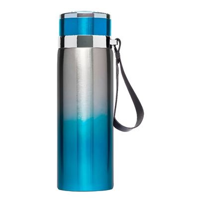 Garrafinha Térmica Aço Inox 1L  Cor:Azul com Prata
