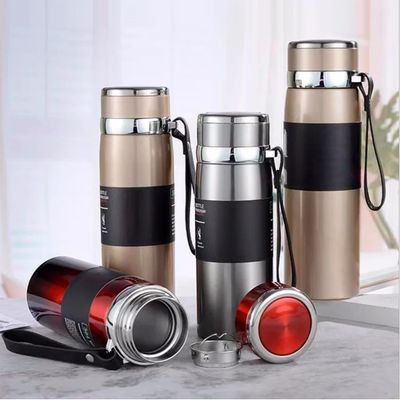 Garrafinha Térmica Aço Inox 1L  Cor:Azul com Prata