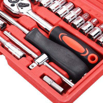 Conjunto de Ferramentas Socket 1/4 – 46 Peças com Soquetes, Chaves e Acessórios em Aço Cromo
