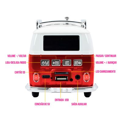 Caixinha de Som Formato Kombi (Preto)