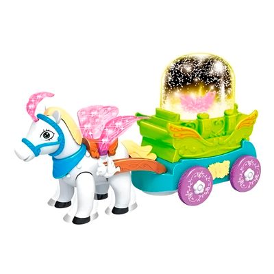 Brinquedo Carruagem Cavalinho Brilhante Luz Som Movimento Diversão