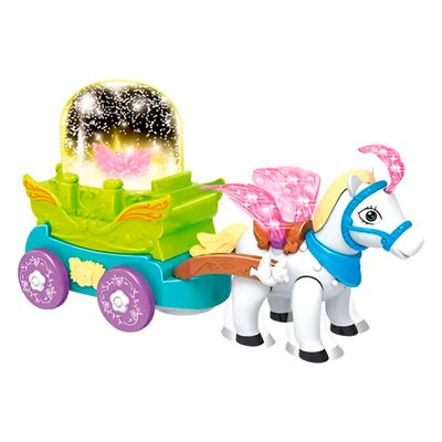Brinquedo Carruagem Cavalinho Brilhante Luz Som Movimento Diversão