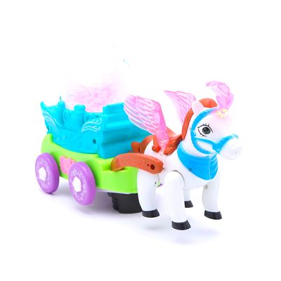 Brinquedo Carruagem Cavalinho Brilhante Luz Som Movimento Diversão