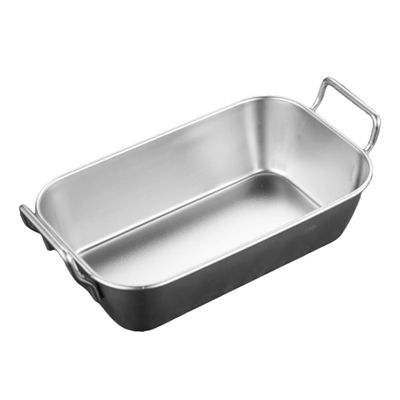 Bandeja Retangular Com Alça Mini Petisqueira Aço Inox | Elegância e Versatilidade no Servir - Cor:Prateado