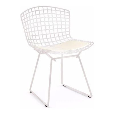 Kit 4 Cadeiras Bertoia Branca Com Assento Branco