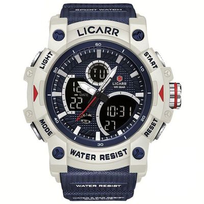 Relógio Desportivo Digital Masculino Duplo Display A Prova De água 5atm Estilo Casual Azul Escuro