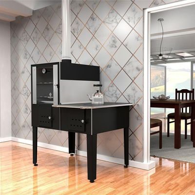 Forno Acoplado A Lenha Preto Chapa De Ferro Fundido N°01 Dir