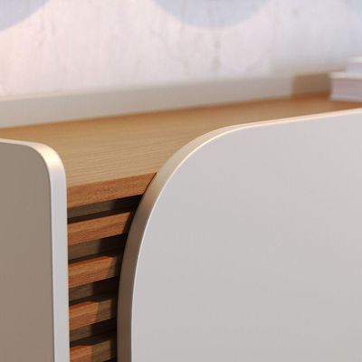 Aparador Buffet Jurere 136cm 3 Portas De Giro - Ssx Multicoisas Cor Off White Matte/freijo