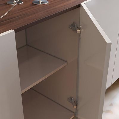 Aparador Buffet Copacabana 160cm 4 Portas De Giro - Ssx Multicoisas  Off White/nogueira Real/preto
