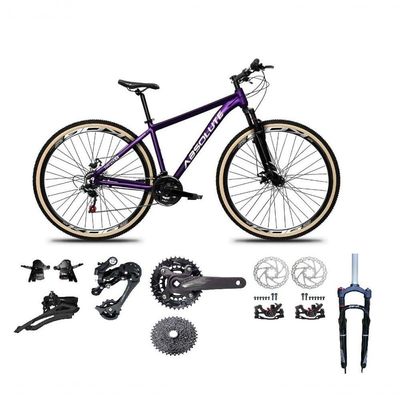 Bicicleta Aro 29 Absolute Nero 5 Kit 2x9 Gta Sunrun K7 Freio A Disco Garfo Com Trava Mtb Roxo Tam: 17