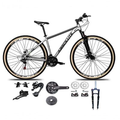 Bicicleta Aro 29 Absolute Nero 5 Kit 2x9 Gta Sunrun K7 Freio A Disco Garfo Com Trava Mtb cinza Tam: 21