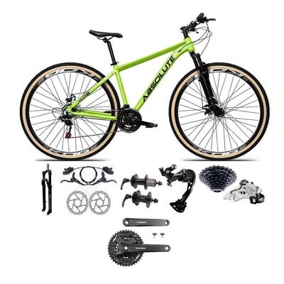 Bicicleta Aro 29 Absolute Nero 5 Câmbios Shimano Alívio-altus 27v Freio Hidráulico Garfo C-trava Verde Tam: 17