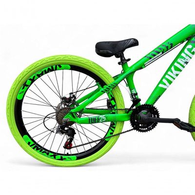 Bicicleta Aro 26 Vikingx Tuff Freio Hidráulico 21v Freeride Rodas Vmaxx Suspensão Pneu Flame Verde X25