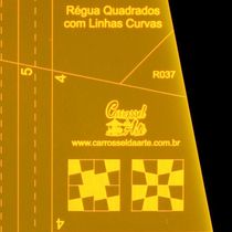 Régua Quadrados Com Linhas Curvas em Polegadas