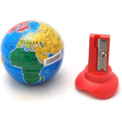 Apontador Globo Terrestre Mapa Mundi 1 Furo Maped Cores Aleatório
