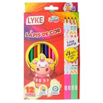 Kit Escolar Lápis De Cor 12 Cores Em Resina Plástica Com 4 Lápis Grafite