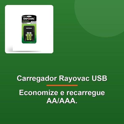 Carregador De Pilhas Rayovac Sm-4 Usb Aa-aaa