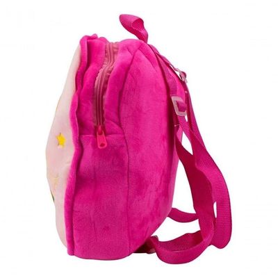 Mini Mochila Infantil Rosa Sereia Pelúcia 31x28cm