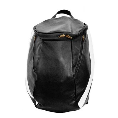 Mochila Masculina De Couro Grande Cor Preto Com Faixa Branca? Sim