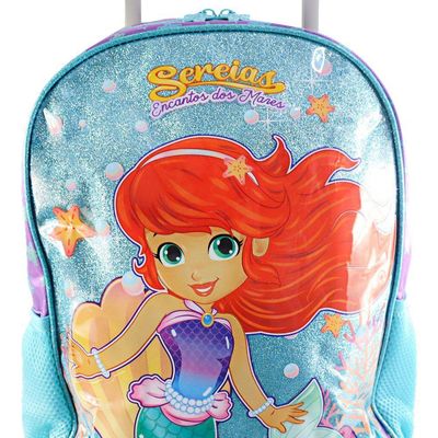 Mochila De Rodinhas Escolar Sereia Encanto Dos Mares